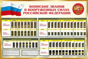 Стенд "Воинские звания в вооруженных силах РФ" - fgospostavki.ru - Омск