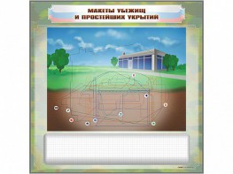 Магнитно-маркерная доска "Макеты убежищ и простейших укрытий" с комплектом фолий и тематических магнитов - fgospostavki.ru - Омск