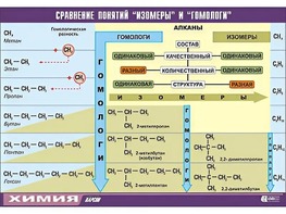 Таблица демонстрационная "Сравнение понятий изомер и гомолог" (винил 70x100) - fgospostavki.ru - Омск