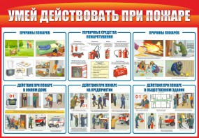 Стенд "Умей действовать при пожаре" - fgospostavki.ru - Омск